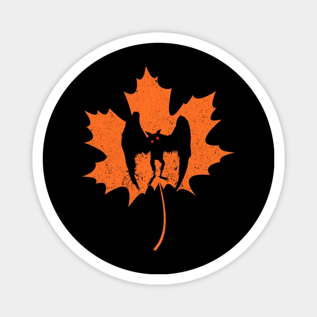 Mothman Fall Season Maple Leaf Design Magnet by Strangeology